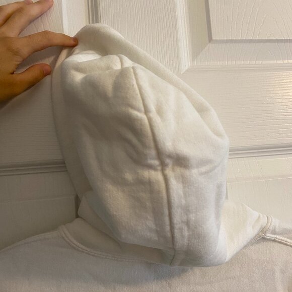 GILDAN Heavy Blend White Hood Sweater from Anime Haikyu with Green Text Size S - Picture 9 of 10